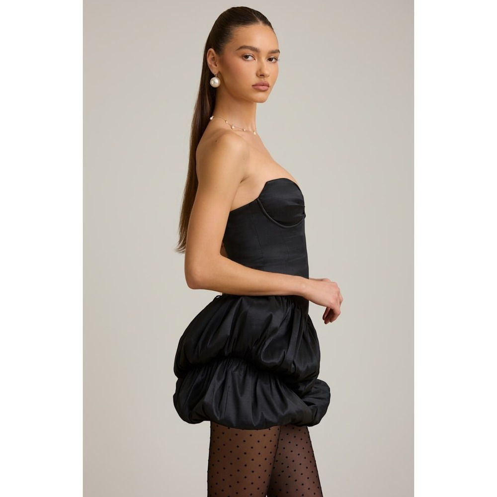 Oh Polly Laela Satin Bubble Hem Corset Mini Dress – Black Sz 0 NWT - Picture 4 of 12